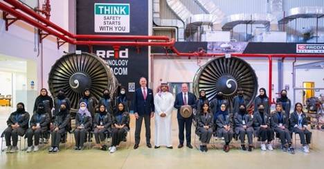 Riyadh Air's first batch of Saudi female trainee aircraft engineers begin their diploma course.